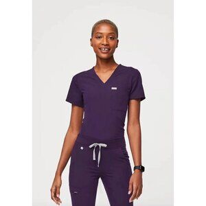 Figs Dark Purple Jam Catarina Short Sleeve Top + Zamora Tall Joggers Scrubs Set
